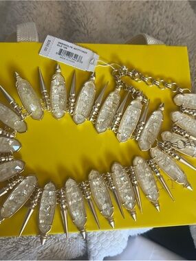 KENDRA SCOTT Gold Statement Piece Spike Necklace w/ Iridescent Resin Inlays NIB
